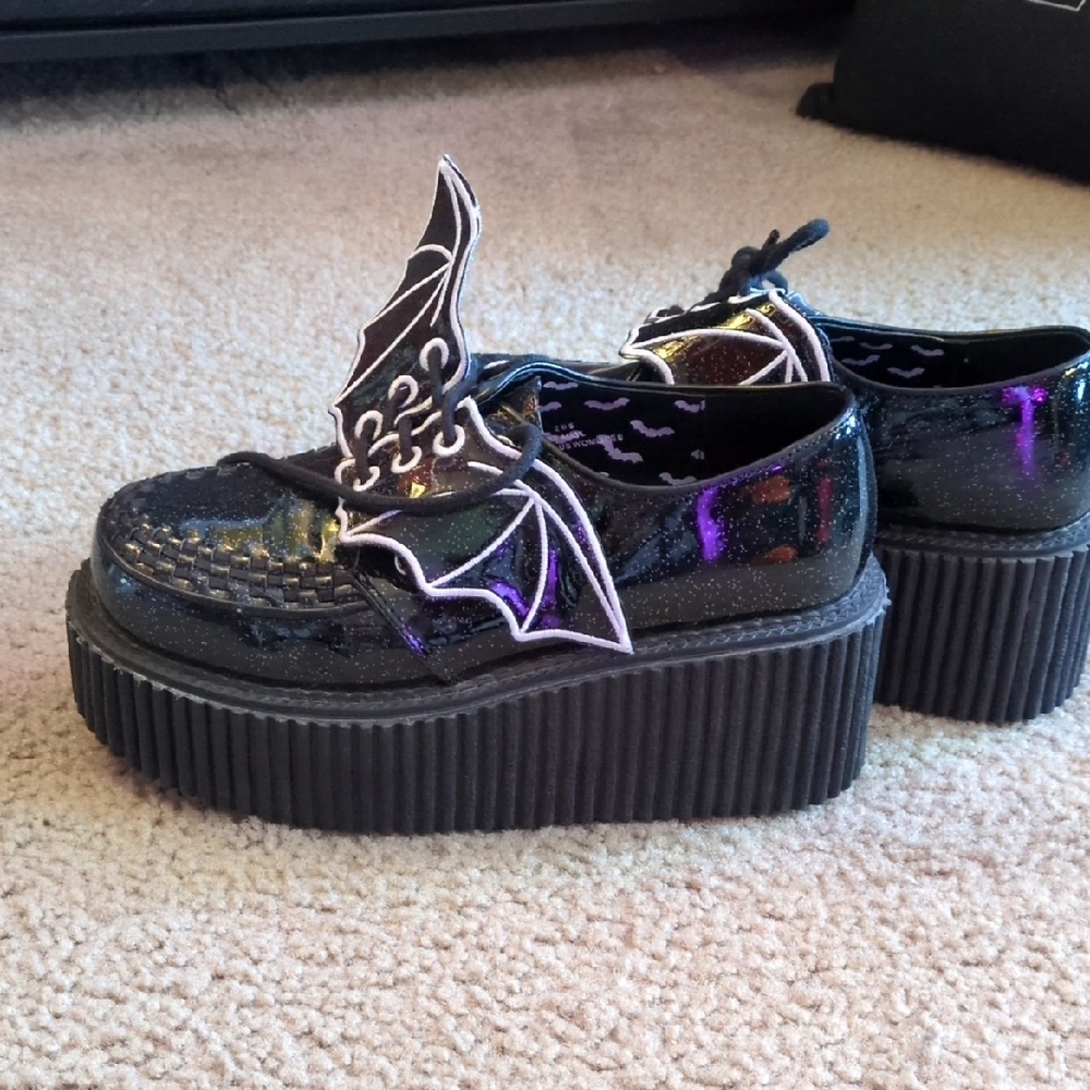 Black Platform Shoes with Bat Wings